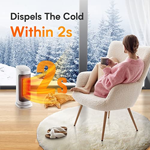 Space Heater Portable Tower Space Heater W/Remote, 3 Modes, 90° Oscillation, 8H Timer, Overheated & Tip-Over Protection, Electric Space Heater For Personal, Under Desk, Office, Home, Room, Indoor Use #TOP1