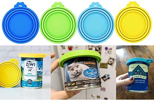 Comtim Pet Food Can Lids 4 Pack Silicone Can Lids Covers For Dog Cat Food,Universal Size Fit Most Standard Size Canned Dog Cat Food #TOP1