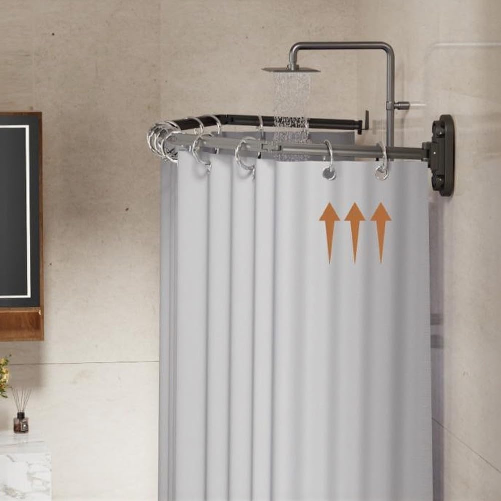 Barre de Rideau de Douche Extensible Gain de Place(Gray)