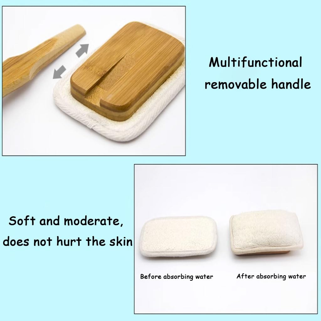 Abnehmbare Duschbürste Mit Langem Griff, Ergonomische Kurbel-Badebürste Für Peeling, Haushalts-Rückenschrubber Aus Luffa-Material(19.7inches*2)
