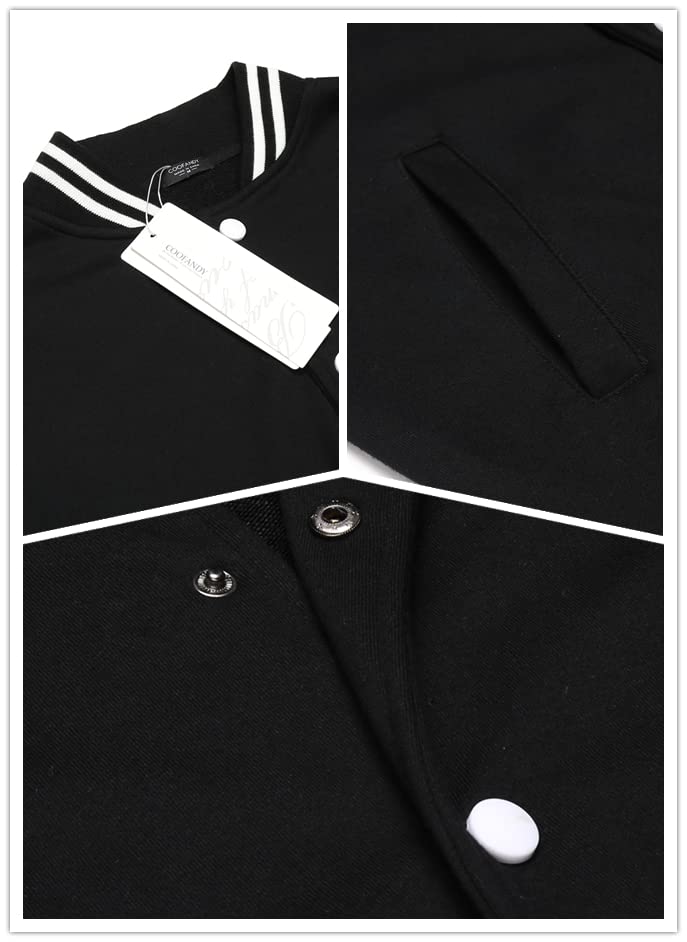 Image of COOFANDY Men Fashion Long Sleeve Button Front Cotton Bomber Baseball Jacket
