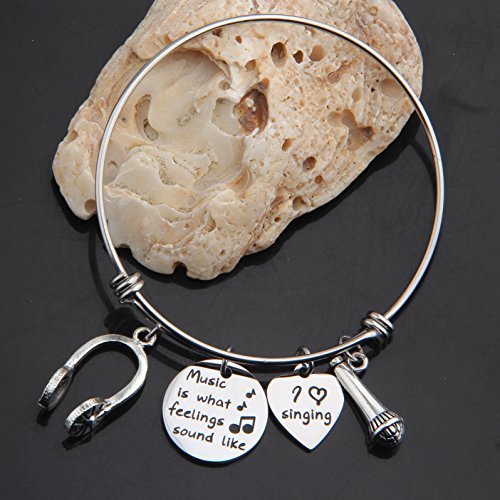 Gzrlyf Singing Bracelet Singer Charm Jewelry Music Is What Feelings Sound Like Jewelry Music Teacher Gift (Music Bracelet) #TOP2