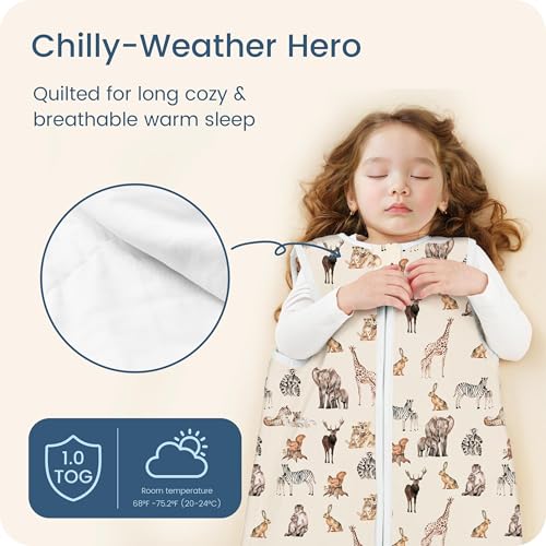 Image of Sleep Sack 0-6 Months 1.0 TOG, Swaddle Transition Sleeping Bag, Premium Baby Wearable Blanket with 2-way Safe Zipper All Season Sleep Sacks