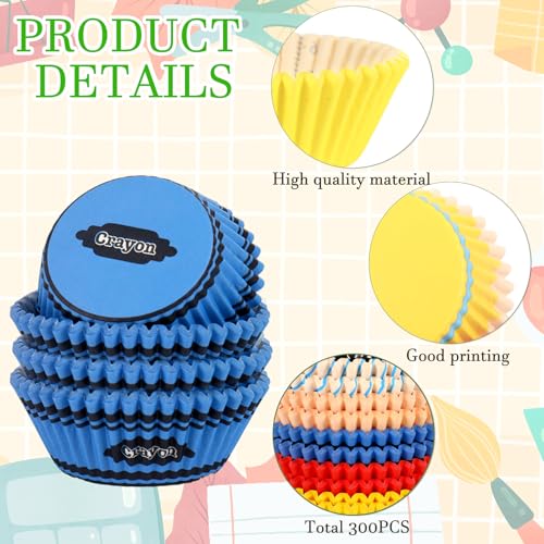 Moldes decorativos para cupcakes con 6 diseños de material escolar y cuadernos 4