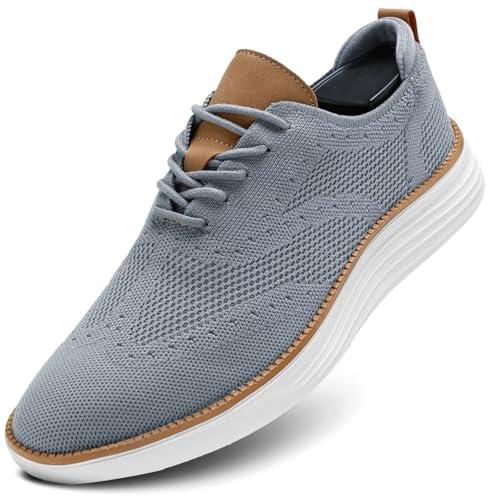 Image of Mens Casual Fashion Dress Sneakers Mesh Business Oxfords Walking Tennis Work Shoes Lightweight Soft Sole
