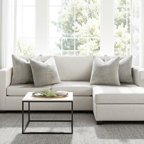 Image of MIULEE Pack of 4 Couch Throw Pillow Covers 20x20 Inch Light Gray Soft Decorative Chenille Pillow Covers Farmhouse Accent Cushion Covers for Boho Spring Home Decor Sofa Bedroom Living Room