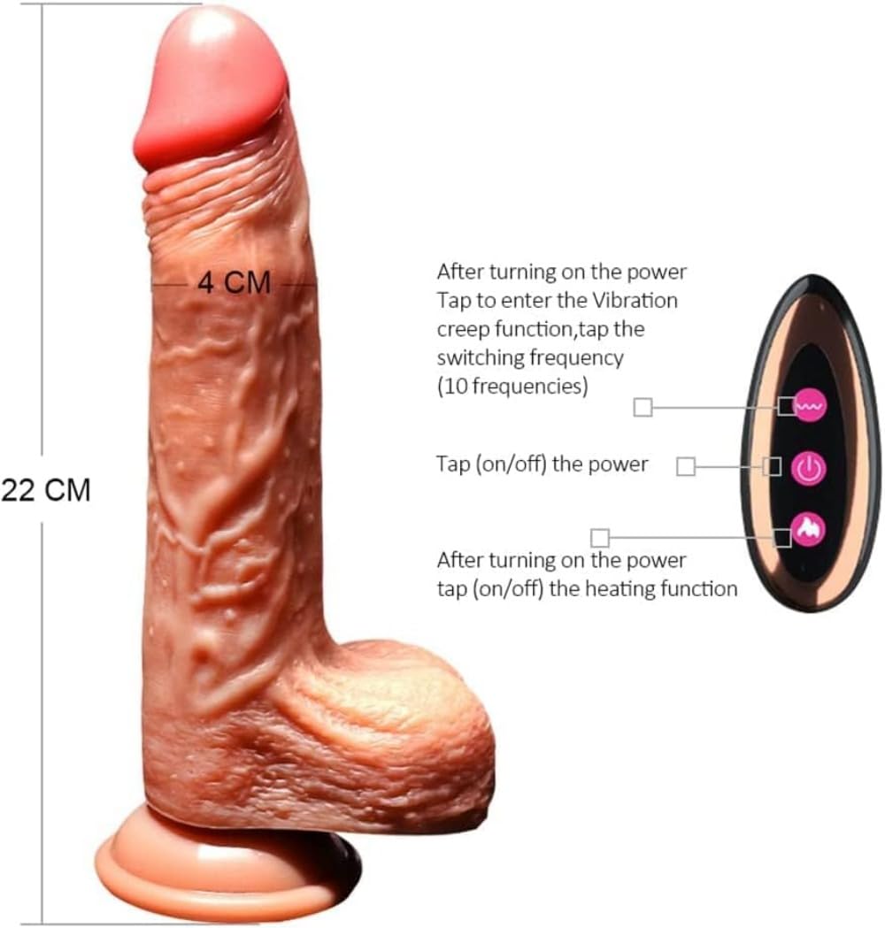 Vibratore in silicone, con diverse modalità e funzione di controllo remoto, dotato di funzioni di rotazione, riscaldamento e massaggio