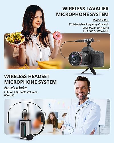 Image of Wireless Microphone System for PA Speaker, Camera, Recording, Teaching