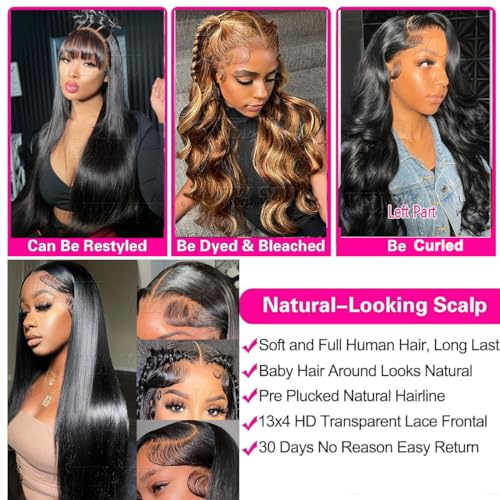 26 inch Straight Lace Front Wigs Human Hair Wig Pre Plucked 13x4 Straight Human Hair Wigs For Black Women Human Hair Wig Straight Frontal Wigs Human Hair Lace Front Wigs - Image 5