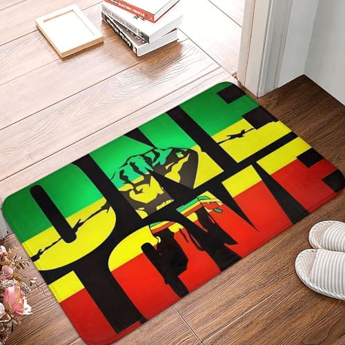 asbwuo Paillasson Rasta Jamaican Reggae One Love - Tapis de Bienvenue extérieur Anti-salissures, antidérapant, pour entrée intérieure et extérieure, à...