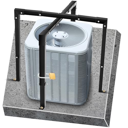 MorningRo Air Conditioner Security Cage Adjustable Height 29-46'' and Width 31-45'' Steel Air Conditioner Cage Fence for Round or Square Shape with Lock Key Install Instruction and Concrete Anchors