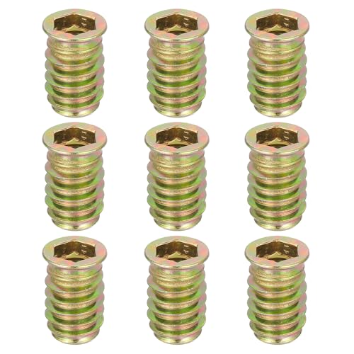 QUARKZMAN 9 Stück Gewindeeinsätze Schraubmutter M10x25mm Sechskant-Antrieb Schraubmutter Für Holz - Kohlenstoffstahl Schrauben Möbelschrauben In Schrauben Befestigungselement