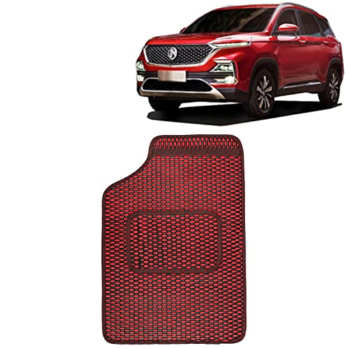 Image of Kingsway Dotted Design Car Floor Foot Mats Universal Fit for Morris Garages (MG) Hector, Model Year : 2019 Onwards, Water and Dustproof, Color Red, Set of 5 Pieces