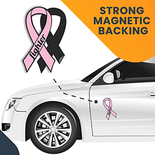 Image of Magnet Me Up: Support Breast Cancer Fighter Pink Ribbon Magnet Decal - 3.5x7 Inches, Heavy-Duty Automotive Magnet for Car, Truck, SUV - Show Your Support and Encouragement with This Magnet
