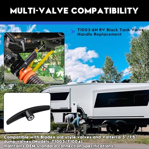 Image of T10036N RV Dump Valve Handle Replacement | Spiral-Reinforced RV Waste Valve Handle with Extended Grip, Compatible with Valterra Bladex 3 inch & 1.5 inch Waste Valves | 2-Piece Kit