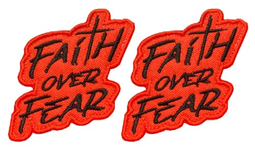 Image of 2 Pcs Faith Over Fear Christian Patch, Bible Verse Sayings Tactical Hook and Loop Embroidered Religious Positive Patches Emblem for Clothes,Backpack, Bags,Vest, Jackets, Hats, Dog Harness
