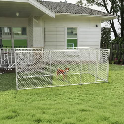 UISEBRT Hundezwinger Hundehütte Outdoor Hundehaus 400x200x150 cm Hundekäfig Welpenlaufstall Verschließbares Riegelsystem und Sicheres Design