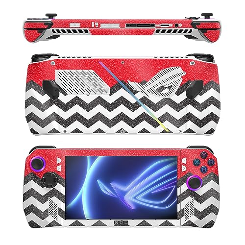 Image of MightySkins Glossy Glitter Skin Compatible with Asus ROG Ally - Red Chevron | Protective, Durable High-Gloss Glitter Finish | Easy to Apply
