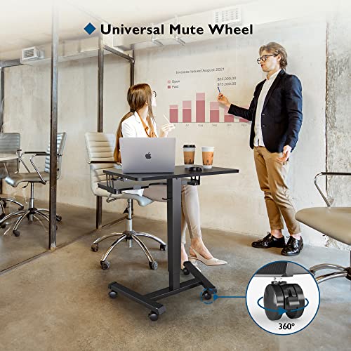 BONTEC-Mobile-Standing-Desk-with-Keyboard-Tray-Mobile-Podium-Computer-Workstation-Up-to-33Lbs-Laptop-Sit-or-Stand-Desk-on-Wheels-Height-Adjustable-Stand-Up-Table-for-Living-Room-Bedroom-Office
