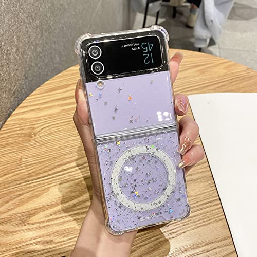 Coque Samsung Z Flip4 magnétique transparente pailletée