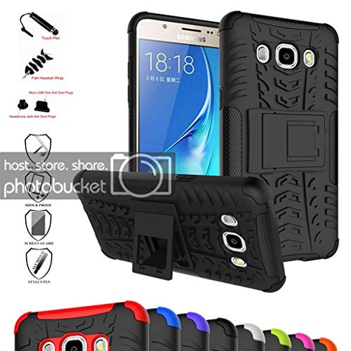 Galaxy J5 2016 Case,Mama Mouth Shockproof Heavy Duty Combo Hybrid Rugged Dual Layer Grip Cover with Kickstand for Samsung Galaxy J5 J510 2016 Smartphone(with 4 in 1 Packaged),Black