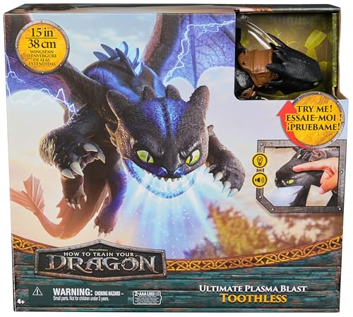 Dreamworks Dragons - Figurine Dragon Krokmou Plasma Blast 38 Cm - Figurine Articulée Interactive Krokmou - Cadeau Enfant - Jouet Enfant 4 Ans Et + Inspiré Du Film How To Train Your Dragon