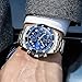 OLEVS Silver Watches for Men Blue Face Dress Stainless Steel Silver and Blue Watch Luxury Chronograph Big Face Watch with Number Man Watches Quartz Relojes para Hombres