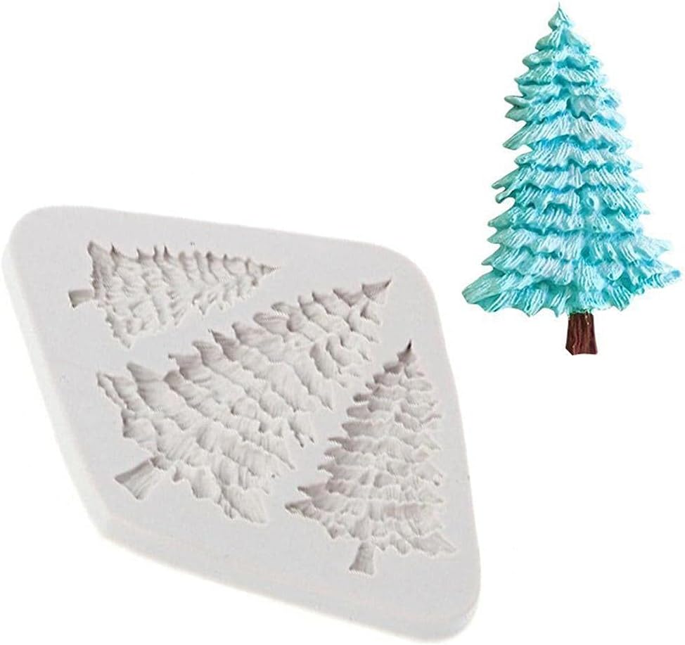 Taloyer 3 Cavity Pine Christmas Tree Cake Silicone Molds, Fondant Chocolate Cookie Mold, DIY Cake Decorating Pastry Baking Tools