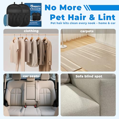 Image of GRENTY 2 PCS Pet Hair Removal Glove for Dogs & Cats, Upgraded Five-Finger Electrostatic Pet Hair Remover, Pet Hair Removal Tool for Clothing, Carpets, Sofa Gaps, and Car Seat