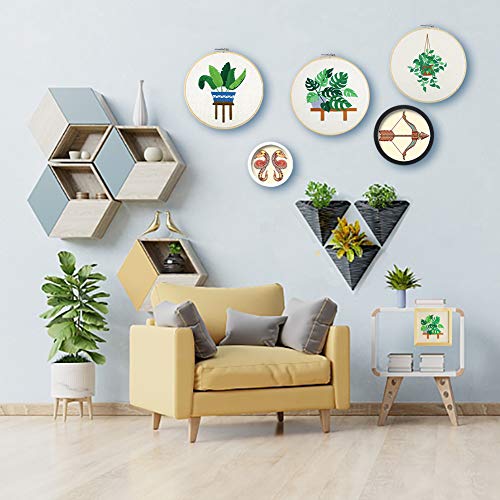 Embroidery Starter Kit with Pattern and Instructions, Cross Stitch Kit Include 3 Embroidery Clothes with Floral Flowers Pattern, 3 Bamboo Embroidery Hoop, Color Threads and Tools Kit - Thumbnail 5