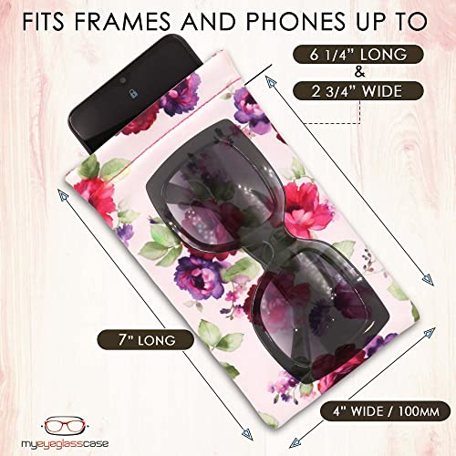 Image of Soft Sunglasses case | Large Glasses Case Holder - Eyeglass Pouch Squeeze Top | Glasses pouch Lightweight Extra Layers