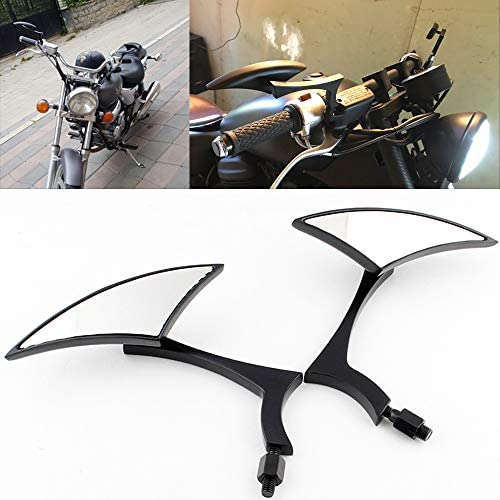 Maso Paire de rétroviseurs universels en aluminium pour moto 8 mm/10 mm Noir