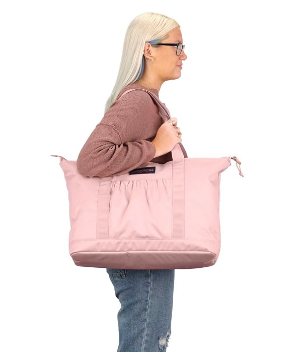 Daily Tote by JanSport – Spacious Main Compartment, Dual Shoulder Handles, Front Drop Pocket, Zippered Closure, Misty Rose by JANSPORT - Image 2