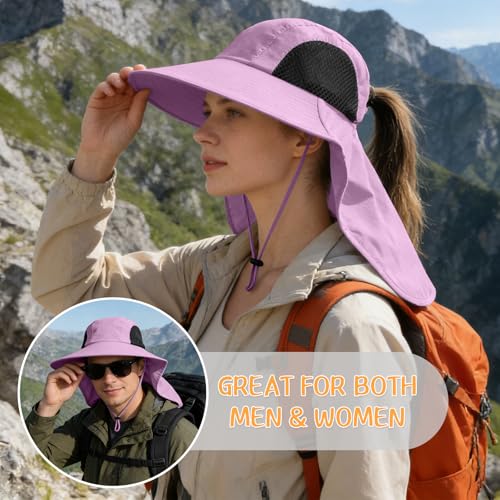 Image of ZOORON Women's Ponytail Safari Sun Hat, UPF 50+ Wide Brim Outdoor Bucket Hat with Chin Drawstring Strap,Fishing Hat