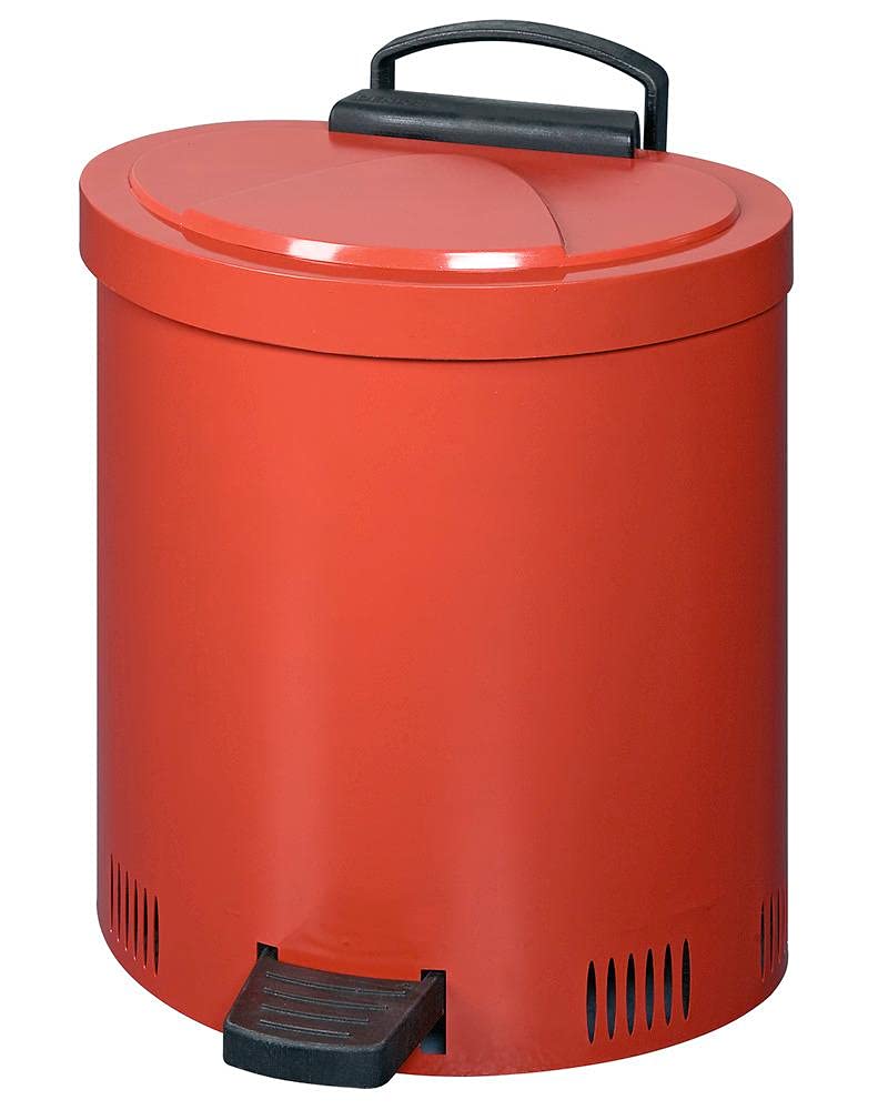 Sammelbehälter aus Stahl, rot, 545 mm x 580 mm x 535 mm, 65 Liter Volumen, mit Öffnungspedal, sicherer Brandschutz
