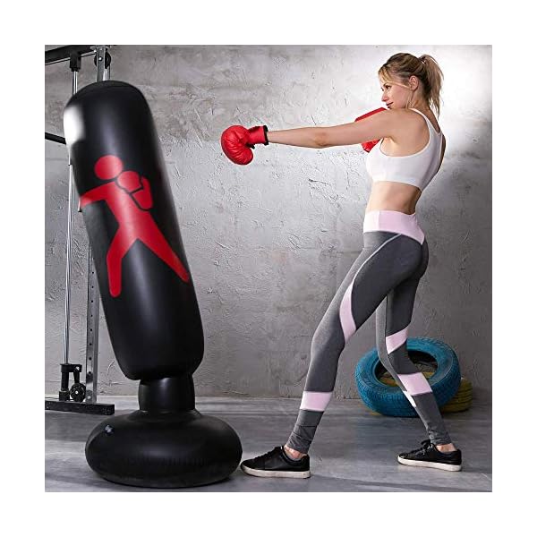 Inflatable-Free-Standing-Punching-Bag-Heavy-Training-Bag-Adults-Teenage-Fitness-Sport-Stress-Relief-Boxing-Target Inflatable Free Standing Punching Bag, Heavy Training Bag, Adults Teenage Fitness Sport Stress Relief Boxing Target (Black)