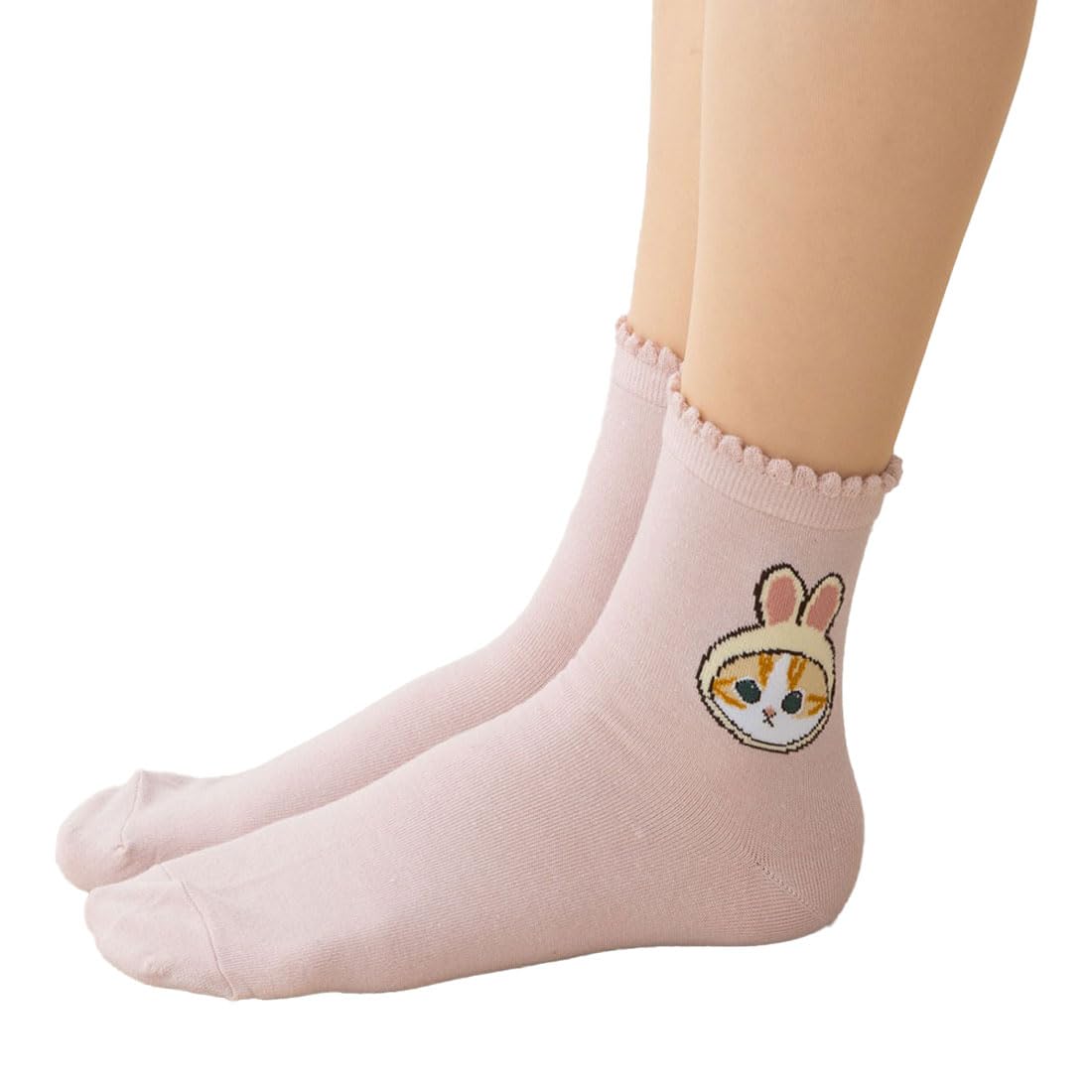 mofusand Rabbit Pattern Low Crew Socks, 9.1 - 9.8 inches (23 - 25 cm), Pink, Socks, Women's, Moffsand, Cat : Clothing, Shoes & Jewelry