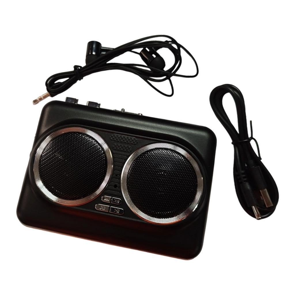 F Fityle Reproductor de Cintas Cassette Conversor Cassette a MP3 con Entrada para Auriculares Altavoz Doble Portátil con Control de Volumen Función de Digitali, Negro