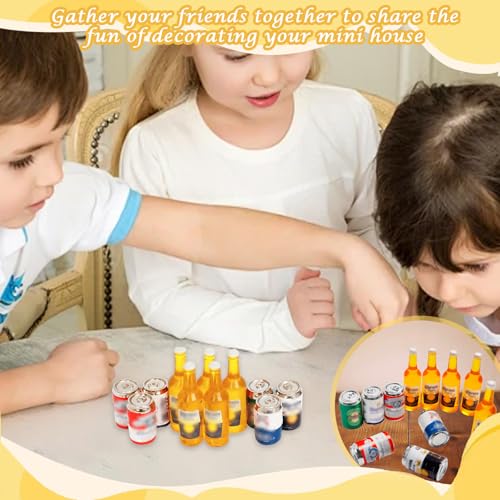 1:12 Scale 11 Pcs Miniature Beer Bottles and Beer Cans Mini House Drink Accessories for Fairy Garden Pub Bar Decoration Dollhouse Beer Glass Model - Thumbnail 5