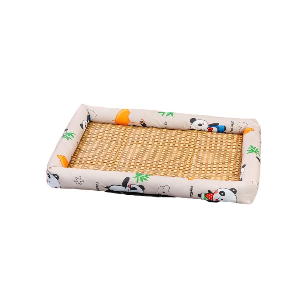 SEOUGEE Pet Cat Cooling Bed mattress, Dog Sleeping Mat Pad Washable Soft Comfy Anti Slip Puppy Beds Size 50 * 40cm, Beige
