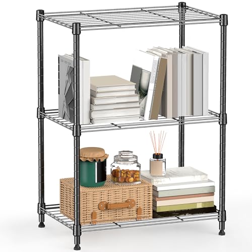 M MZG Stahl-Aufbewahrungsregal 3-stöckiges Allzweckregal Stahl-Organizer Drahtregal für Zuhause Küche Büro 204 3 Kg Maximale Tragkraft Grau 30 x 45 x 67 cm