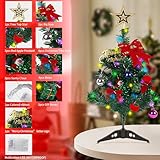 Artificial Mini Christmas Tree Tabletop Christmas Trees 45cm/17.7in, Miniature Desk Xmas Tree with Lights & Ornaments Mini Desktop Decoration For Home Kitchen Office Desk Bar Decor - Image 3