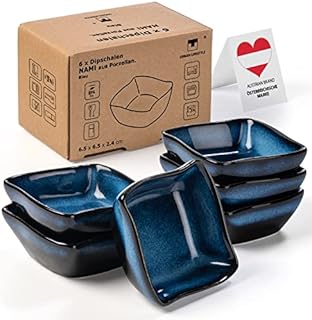 Urban Lifestyle Nami Sauce Bowls / Dip Bowls Porcelain Hand Glazed 6.5 x 6.5 cm Dark Blue Set of 6
