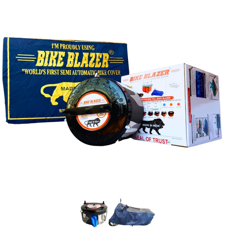 Image of BIKEBLAZER Semi-Automatic Full Body Bike Covers - Heavy Duty Device | Water Resistant | UV Safe | 100% Dust Proof | Anti-Theft & Scratch Proof Covers, Compatible with All Triumph Motorcycles BPL