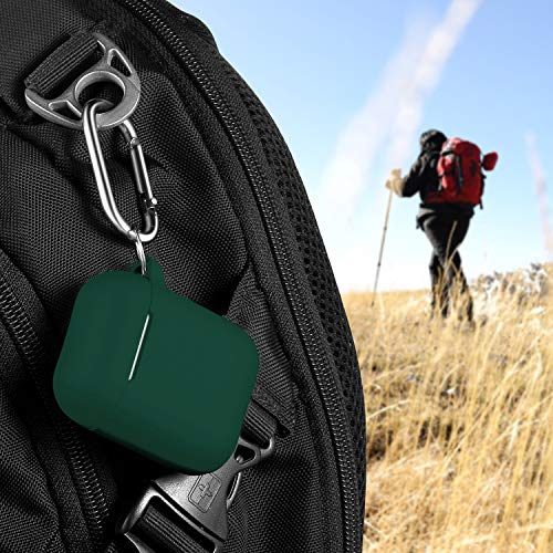 Image of AirPods Case Cover with Keychain, Full Protective Silicone AirPods Accessories Skin Cover for Women Girl with Apple AirPods Wireless Charging Case,Front LED Visible-Black Green