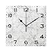 Naanle Chic 3D White Marble Stone Print Square Wall Clock, 8 Inch Battery Operated Quartz Analog Quiet Desk Clock for Home,Office,School