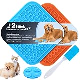 joyliveCY 2 Stück Hundeleckmatte Leckmatte Langsamfütterer mit Spatel für Hunde und Katzen, Hunde-Katzen-Leckmatte für Langsamfütterer Ablenkungsspielzeug für Hund Baden, Fellpflege