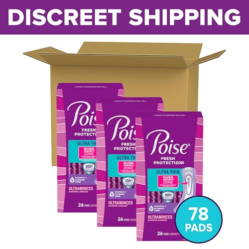 Image of Poise Ultra Thin Incontinence Pads for Women, 6 Drop, Long, 78 ct