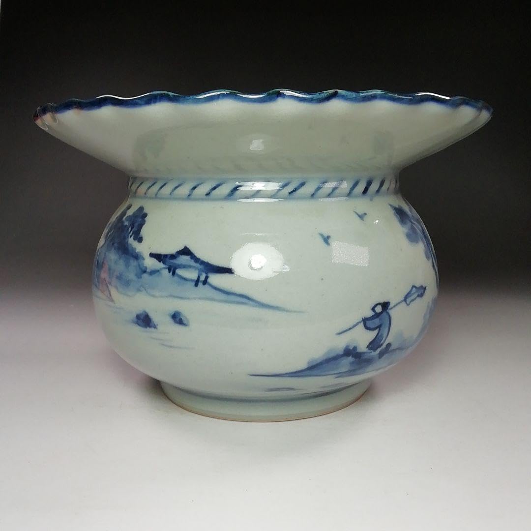 水指 染付砂金袋水指兼晃 共箱 茶道具 S792 水指 『 水指 染付砂金袋水指兼晃 共箱 茶道具 S792 水指 『