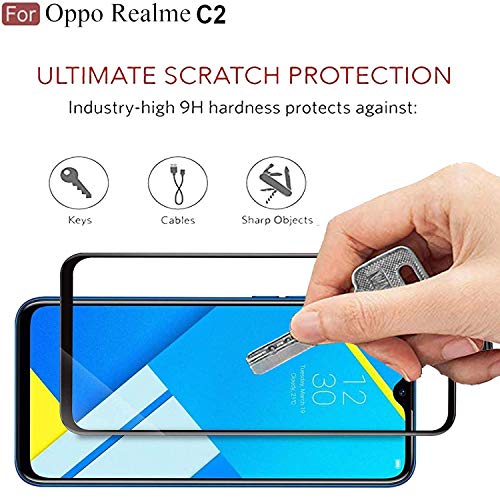 Image of Screen Protector for Realme C2 / A1k (Black) Tempered Glass Edge-to-Edge 6D Screen Guard With Installation Kit